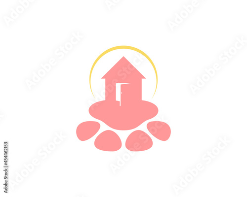 House on the pet paws vector illustration logo