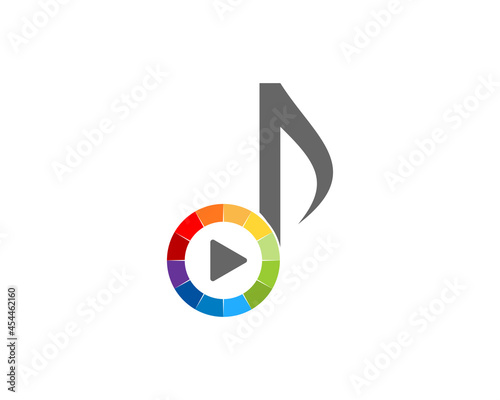 Combination music note with play button logo Free Download Combination music note with play button logo - GFXLoad