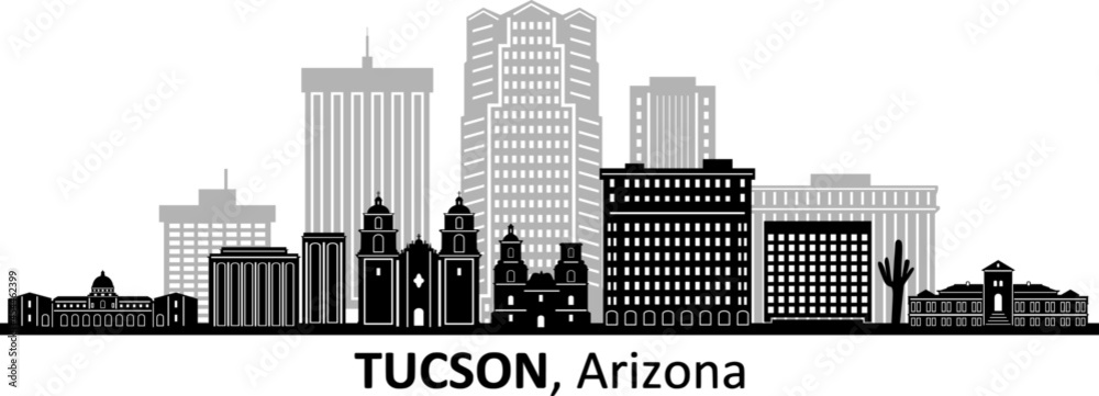 TUCSON Arizona USA City Skyline Vector
