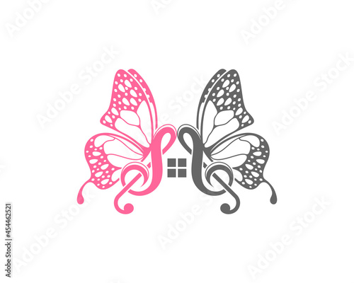 G Clef music note with butterfly wings logo