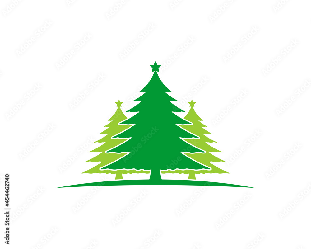 Obraz premium Green pine tree vector illustration logo