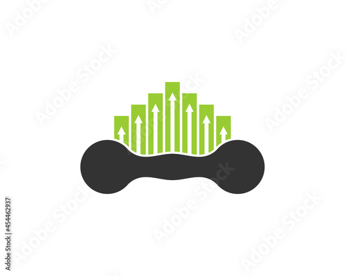 Chart growth up on the gym dumbbell