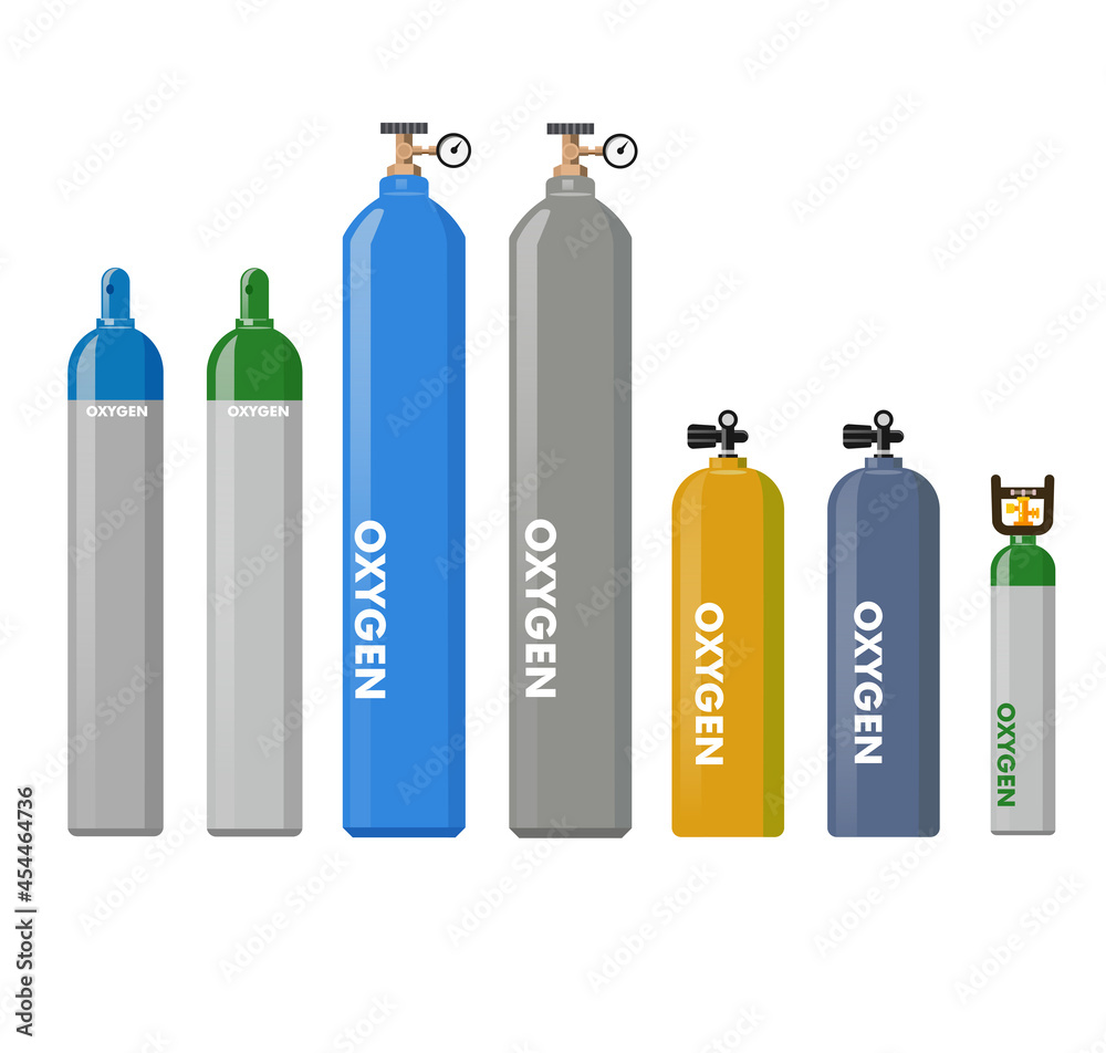 Equipment medical Oxygen tank vector collection Equipment medical Oxygen tank vector collection