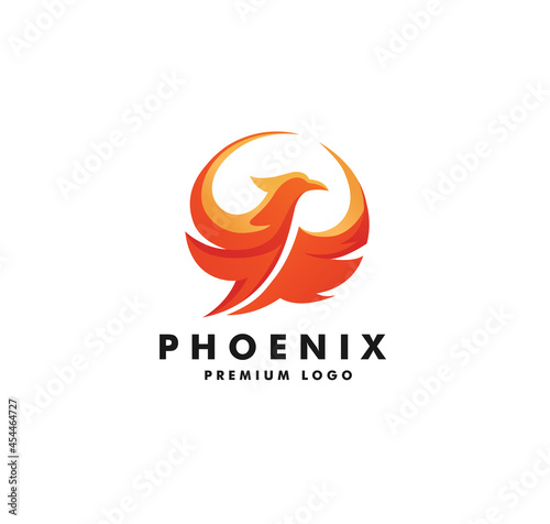 Creative simple phoenix bird circle logo