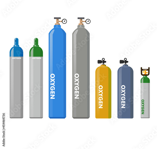 Equipment medical Oxygen tank vector collection