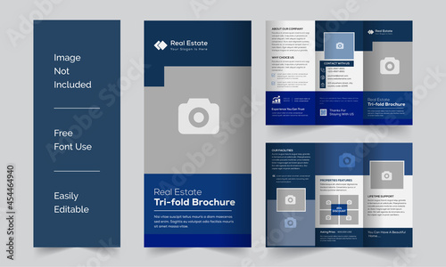 Creative Clean Modern Construction Property Vector Trifold leaflet Brochure Template Design