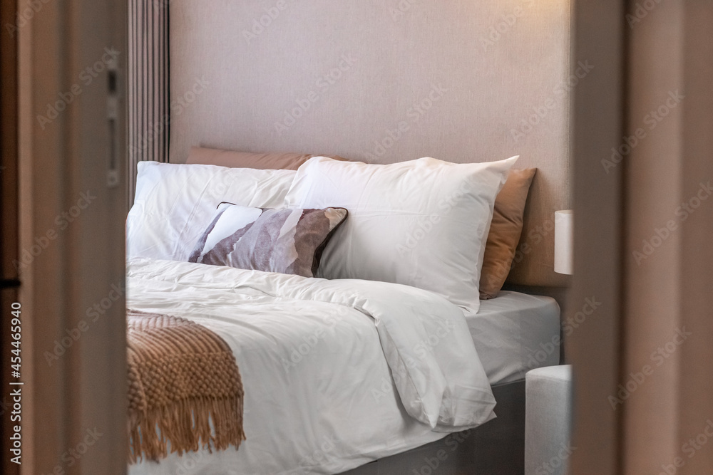 Coastal bed styles of bedroom interior.