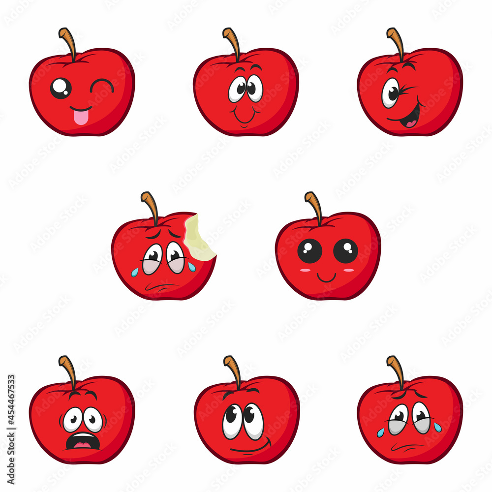 Red apple emoticon bundle vector graphics Red apple emoticon bundle vector graphics