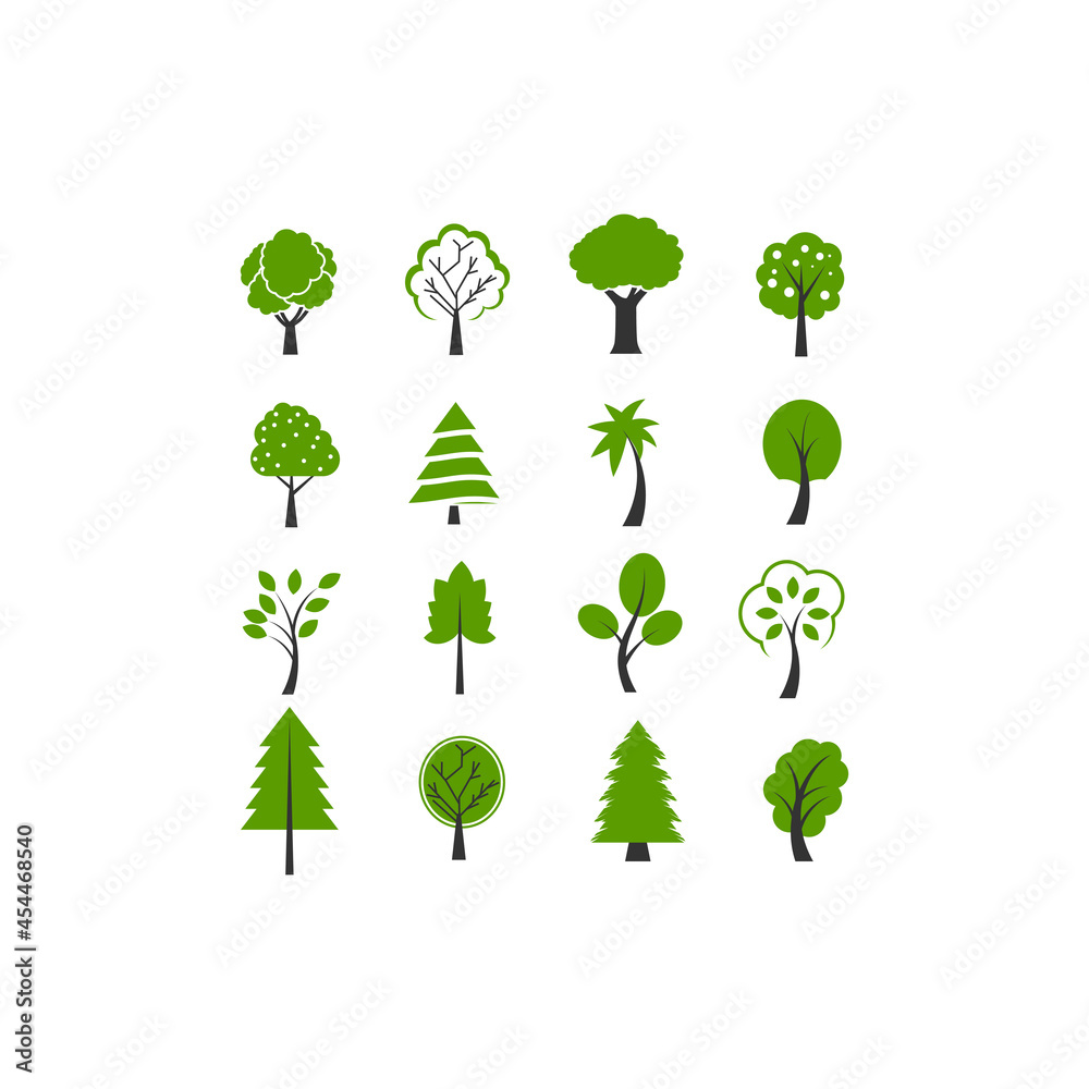 Fototapeta premium Collection of trees illustrations. Can be used to illustrate any nature or healthy lifestyle topic.