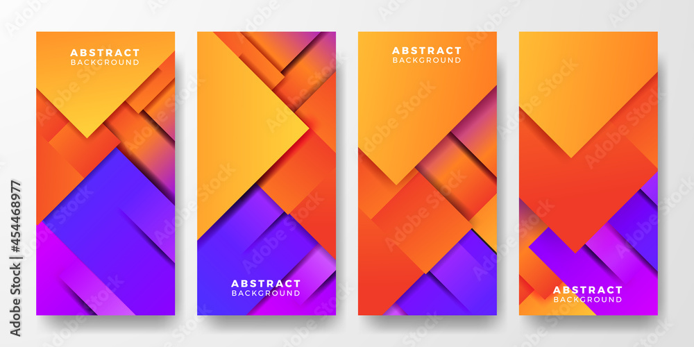Social Media Stories Modern vibrant geometric orange and blue purple violet duotone abstract gradient concept cover poster banner template for futuristic technology