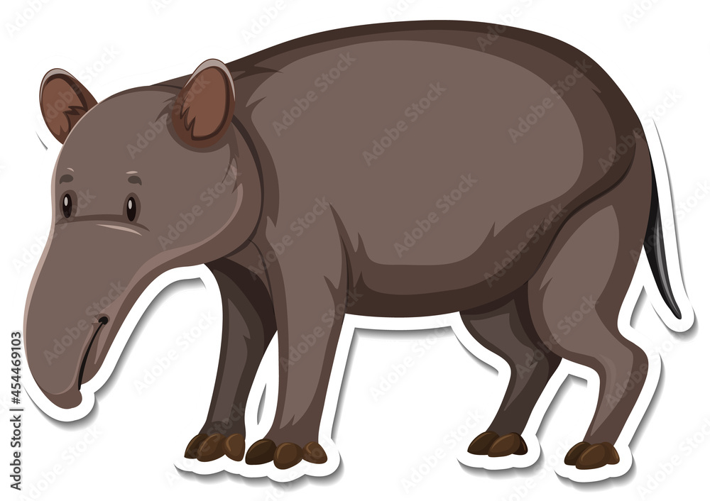 Obraz premium A sticker template of tapir cartoon character