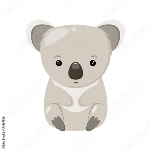 Cute koala on a white background. Children's illustration of an animal in a cartoon style.