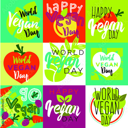 Vegan Day Design Typography Lettering Logo Template Calligraphy
