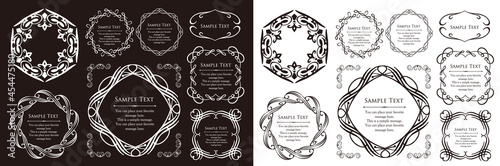 エレガントなフレームデザイン。アンティークな装飾デザイン。高級感のあるデザインマテリアル