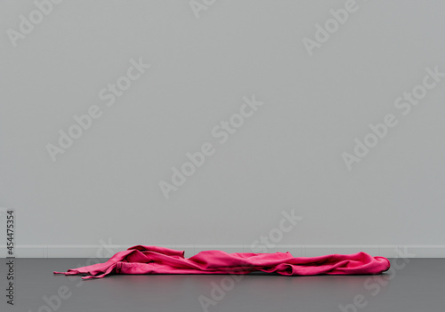 Schilderij op canvas A messy piece of clothing or fabric thrown on the floor, cloth and accessories i