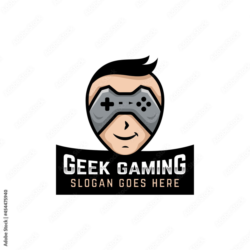 geek gaming mascot character with stick game for e sport player logo template geek gaming mascot character with stick game for e sport player logo template