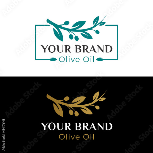 fresh and elegant nature health olive branch for your business brand logo template