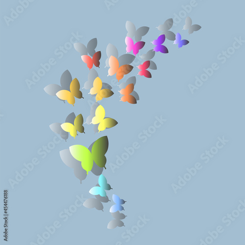 flying butterflies multicolored rainbow gradient beautiful illustration