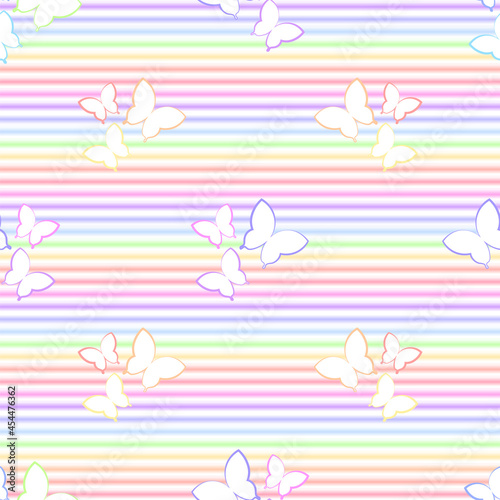butterflies rainbow background vector seamless pattern spring summer beautiful textile wallpaper fabric wrapping paper
