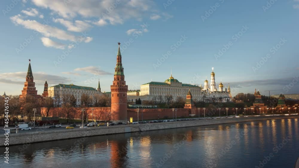 Moscow Kremlin. Day to Night Timelapse Moscow Kremlin. Day to Night Timelapse
