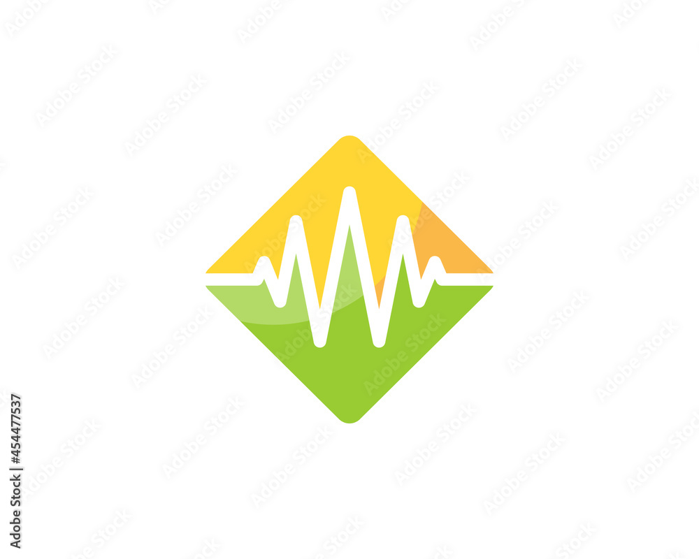 Medical pulse in the square shape logo Medical pulse in the square shape logo