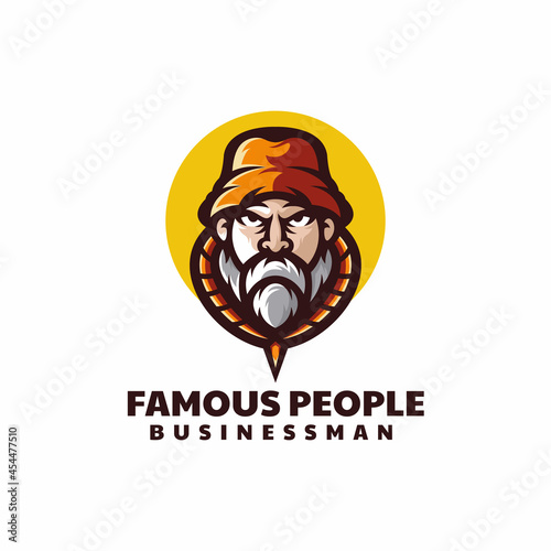 Vector Logo Illustration Businessman Simple Mascot Style.