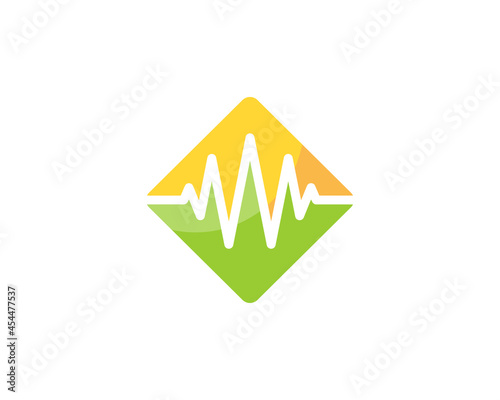 Medical pulse in the square shape logo