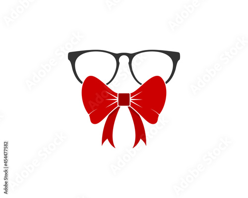 Eyeglass on the butterfly tie vector illustration