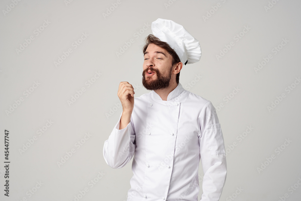 male cook Cooking culinary industry light background male cook Cooking culinary industry light background