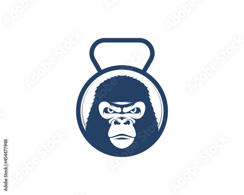 Gorilla head in the gym kettle bell