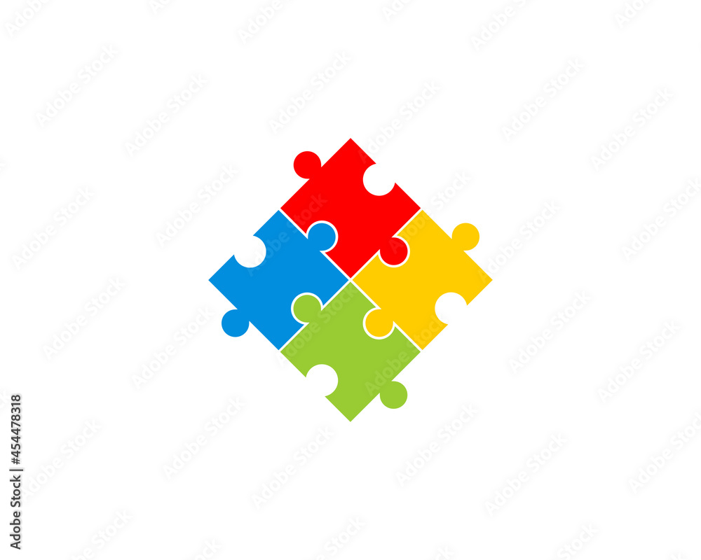 Puzzle arrangement with colorful logo Puzzle arrangement with colorful logo