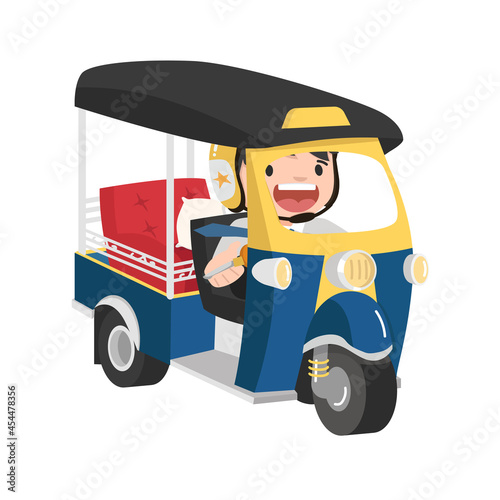 businessman riding on their Tuk Tuk Tri motor Car vector