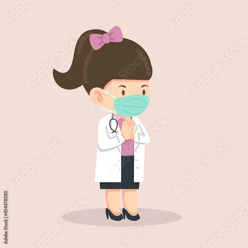 Woman doctor wearing a medical mask uniform