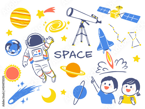 handwriting illustration of space and planets