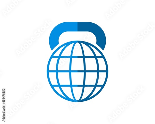 Simple gym kettle bell with abstract globe earth