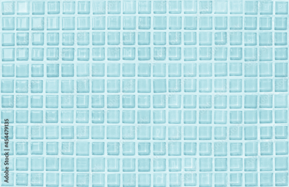 Blue pastel ceramic wall and floor tiles abstract background. Design geometric mosaic texture decoration 
