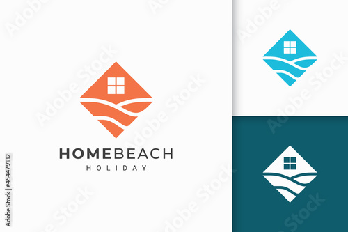 Beach hotel or resort logo in abstract flat shape