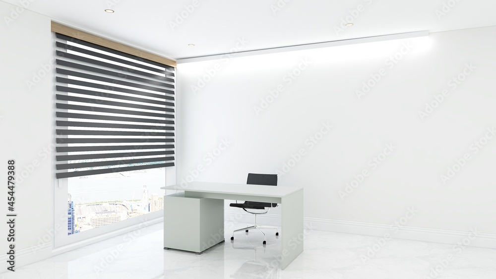 3d office minimalist room with wooden design interior 3d office minimalist room with wooden design interior