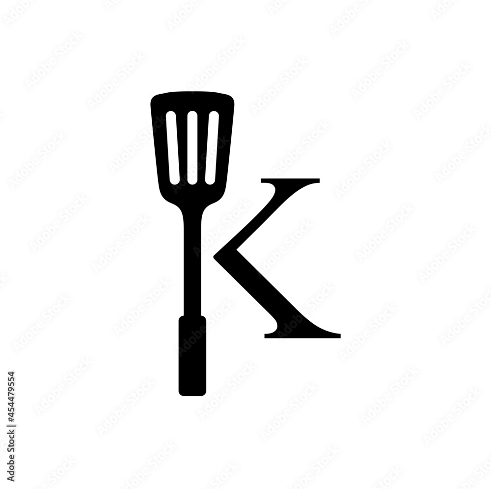 k letter spatula kitchen restaurant food logo vector icon illustration k letter spatula kitchen restaurant food logo vector icon illustration