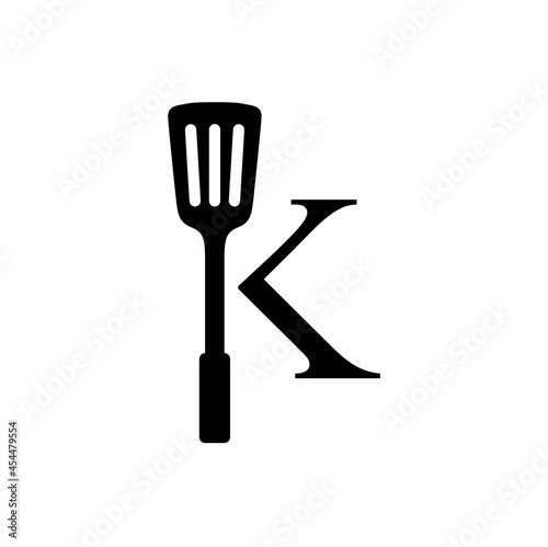 k letter spatula kitchen restaurant food logo vector icon illustration