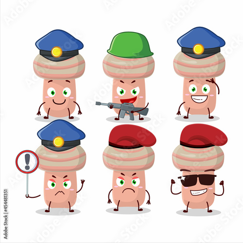 A dedicated Police officer of coral milky cap mascot design style
