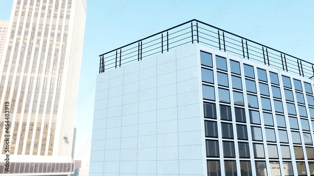 Company Logo Mockup Sign facade white Building 3d Rendered