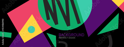 Abstract background. Blocks, lines, triangles, circles composition. Techno or business concept for wallpaper, banner, background, landing page