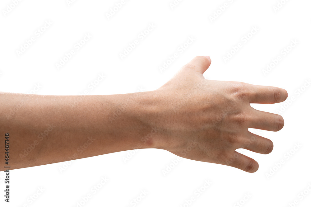 isolated of a woman's hand holding something like a bottle or can. isolated of a woman's hand holding something like a bottle or can.