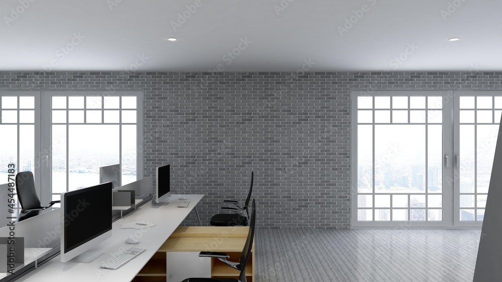 blank wall in the office room for company logo mockup