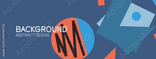 Abstract background. Blocks, lines, triangles, circles composition. Techno or business concept for wallpaper, banner, background, landing page