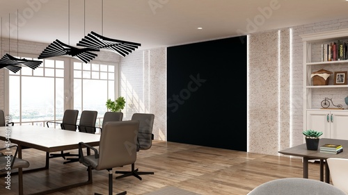 blank wall in the office room for company logo mockup