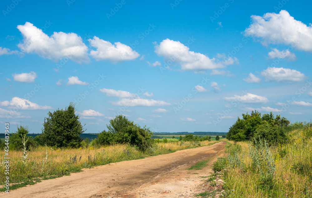 Gravel road going through field. Gravel road going through field.