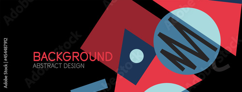 Abstract background. Blocks, lines, triangles, circles composition. Techno or business concept for wallpaper, banner, background, landing page