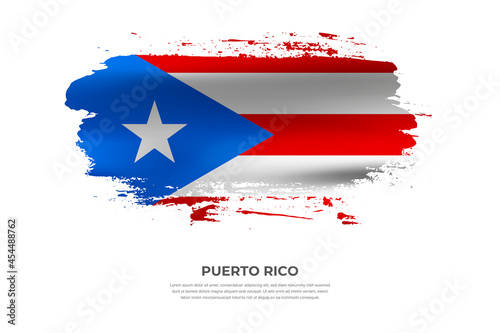 Artistic folded brush flag of Puerto Rico. Paint smears brush stroke flag on isolated white background